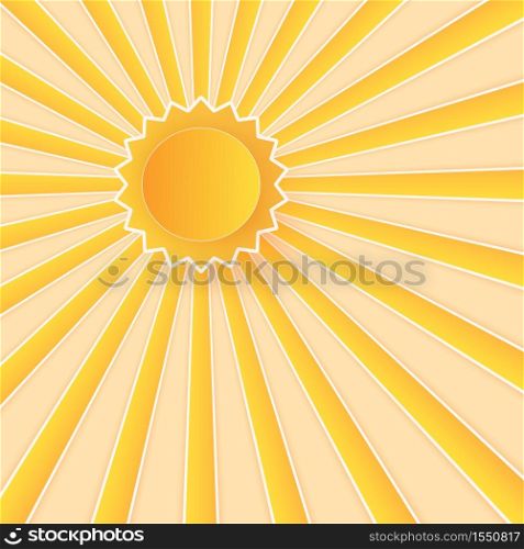 Summer Time, bright sky with sun, paper art style