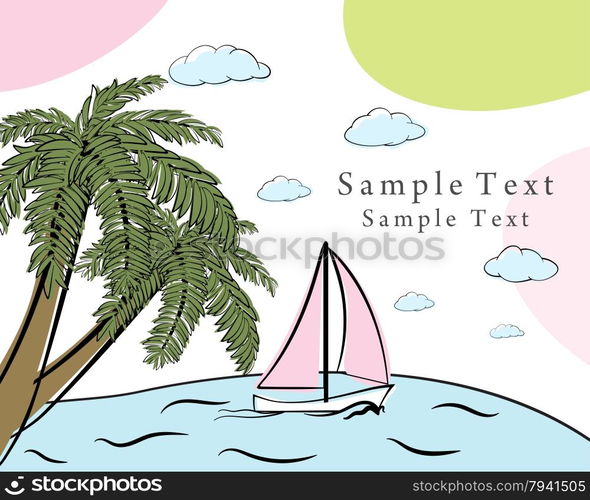 Summer time doodle card. EPS 10 vector illustration without transparency.