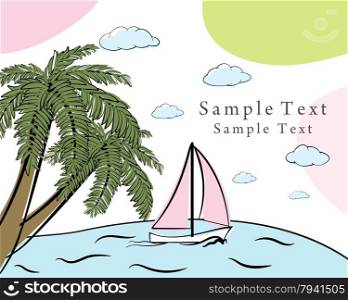 Summer time doodle card. EPS 10 vector illustration without transparency.
