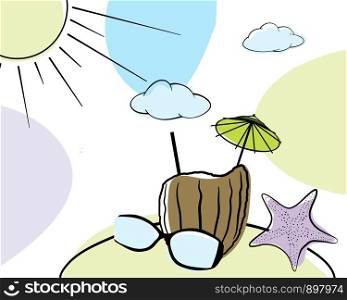 Summer time doodle card. EPS 10 vector illustration without transparency.