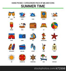 Summer Time Flat Line Icon Set - Business Concept Icons Design