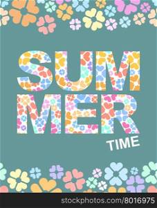 Summer time graphic illustration with flowers. Vector background&#xA;