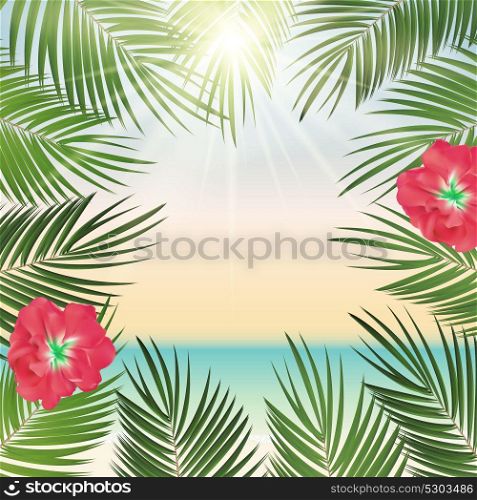 Summer Time Palm Leaf Vector Background Illustration EPS10. Summer Time Palm Leaf Vector Background Illustration