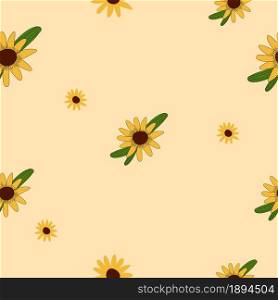 summer time pattern with sun flowers repeat object. vector illustration seamless textile template