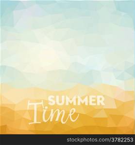 Summer time. Poster on tropical beach background. Vector eps10.