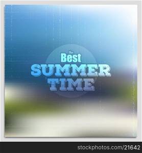 Summer time poster, vector web and mobile interface template. Blurred mesh background.