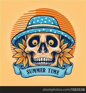 Summer Time Sugar Skull with Banner