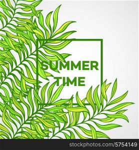 Summer time. Vector illustration of tropical palm leaves EPS 10. Summer time. Vector illustration of tropical palm leaves