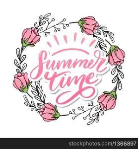 Summer time vector text lettering calligraphy letters black. Summer time vector text lettering calligraphy letters black slogan Sales Holiday Flyer Banner Poster