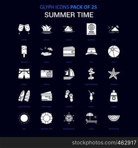 Summer Time White icon over Blue background. 25 Icon Pack