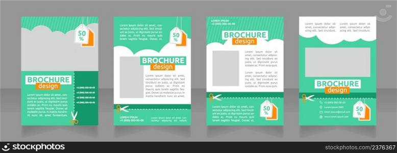 Summer travel deal with coupon clipping blank brochure design. Template set with copy space for text. Premade corporate reports collection. Editable 4 paper pages. Ubuntu Bold, Regular fonts used. Summer travel deal with coupon clipping blank brochure design