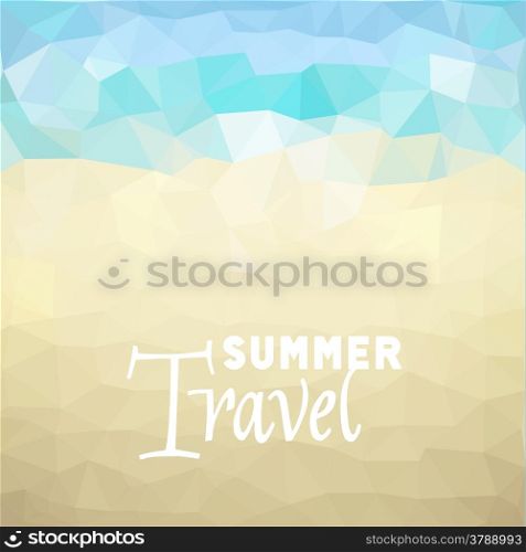 Summer travel. Poster on tropical beach background. Vector eps10.