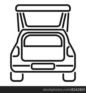 Summer trip car trunk icon outline vector. Open vehicle. Travel back. Summer trip car trunk icon outline vector. Open vehicle
