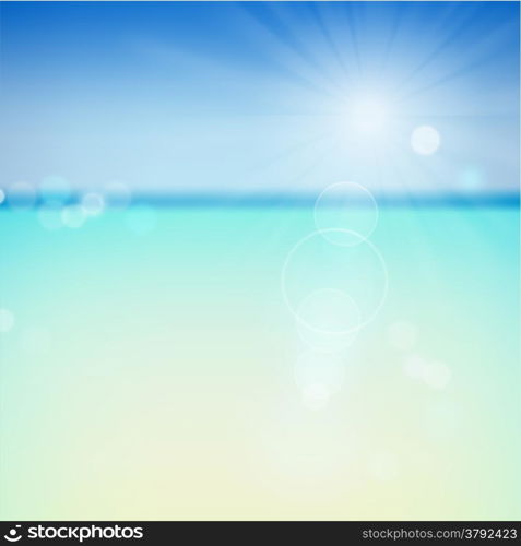 Summer tropical beach bokeh background. Vector eps10.
