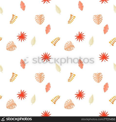 Summer tropical leaves isolated on white background. Seamless pattern. Vector Illustration. EPS10. Summer tropical leaves isolated on white background. Seamless pattern. Vector Illustration