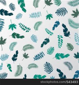 Summer tropical palm leaves green color pattern on a white background. Vector illustration