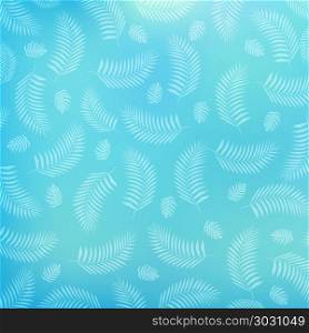 Summer tropical palm leaves pattern on blue background, vector illustration. Summer tropical palm leaves pattern on blue background