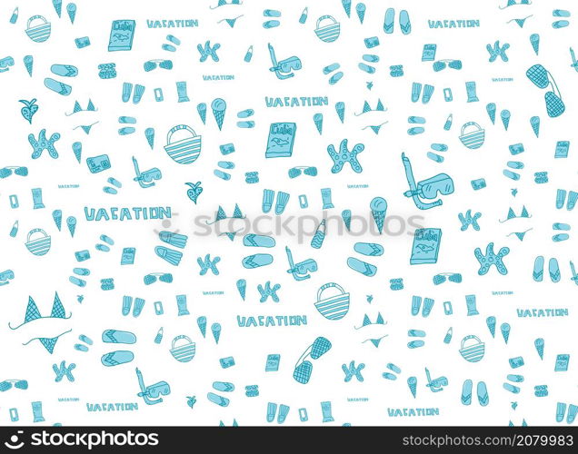 Summer vacation holiday icons seamless background Vector illustration