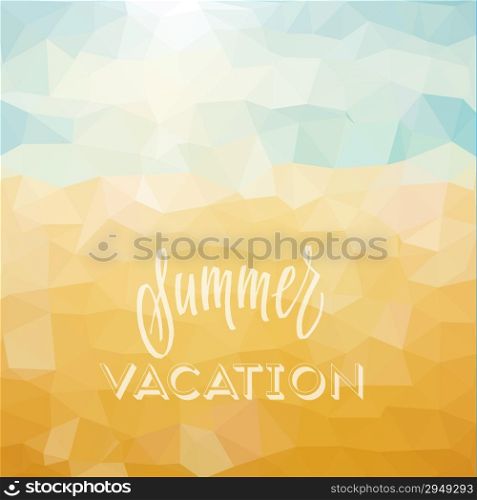 Summer vacation. Poster on tropical beach background. Vector eps10.