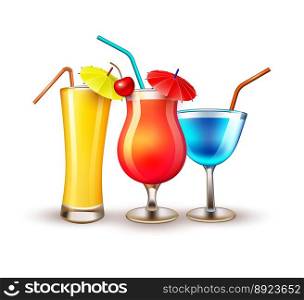Summer vacation realistic cocktail glass vector image