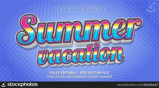 Summer Vacation Text Style Effect. Editable Graphic Text Template.