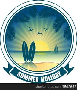 summer vacation vector banners with tropical beach