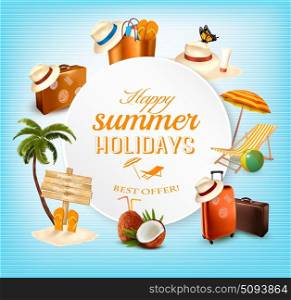 Summer Vector Banner Design with Vacation Related Icons. Vector.