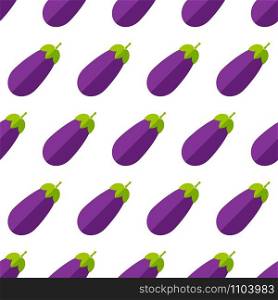 Summer vegetable seamless pattern. Trendy decoration food design background in modern purple and violet colors with eggplant or brinjal vegetables. Creative vector illustration for vintage wallpaper. Violet eggplant summer vegetable seamless pattern