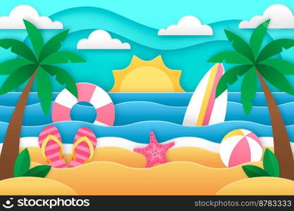 Summer wallpaper in paper style