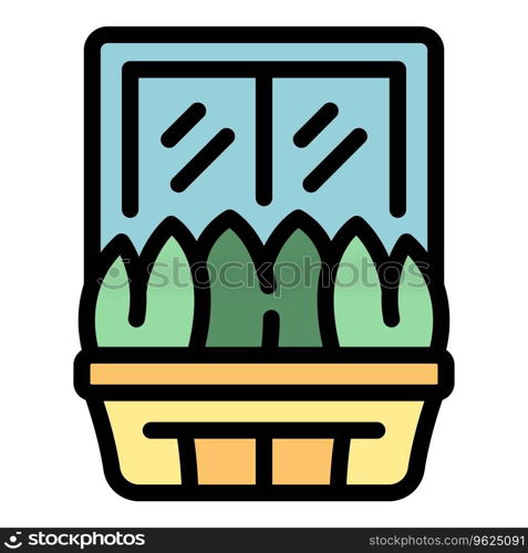 Summer windowsill icon outline vector. Garden plant. Flower pot color flat. Summer windowsill icon vector flat