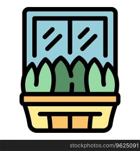 Summer windowsill icon outline vector. Garden plant. Flower pot color flat. Summer windowsill icon vector flat