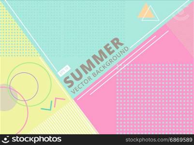 summer with retro style texture pastel color, pattern and geometric elements. Abstract design card perfect for prints, flyers,banners,invitations, Vector Illustration