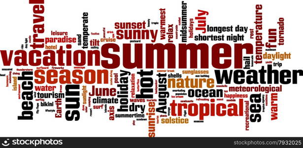 Summer word cloud concept. Vector illustration