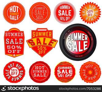 SummerSale. Summer Sale Sticker Stamp Elements Set. Vector illustration.