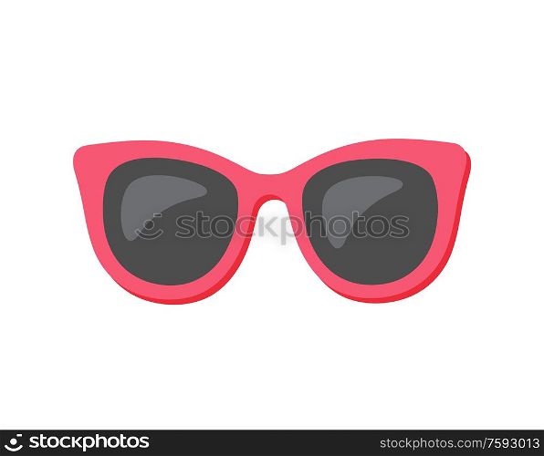 Summertime holiday elements vector, sunglasses isolated icon in flat style. Eyewear protecting eyes from sun rays. Cool red and black stylish accessories. Sunglasses, Glasses Protecting from Sun Isolated