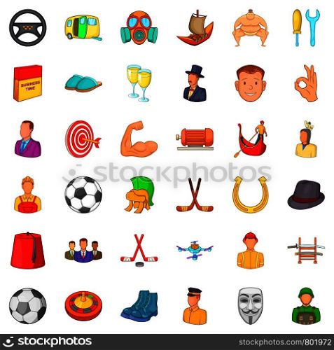 Sumo icons set. Cartoon style of 36 sumo vector icons for web isolated on white background. Sumo icons set, cartoon style
