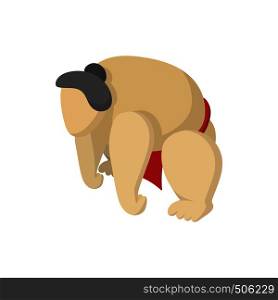 Sumo wrestler icon isolated on white background in cartoon style. Sumo wrestler icon, cartoon style