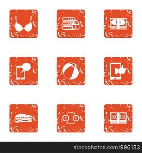 Sumptuousness icons set. Grunge set of 9 sumptuousness vector icons for web isolated on white background. Sumptuousness icons set, grunge style