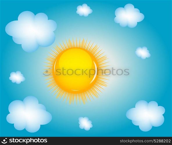 Sun and cloud background vector illustration