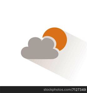 Sun and cloud color icon with shadow. Flat vector illustration