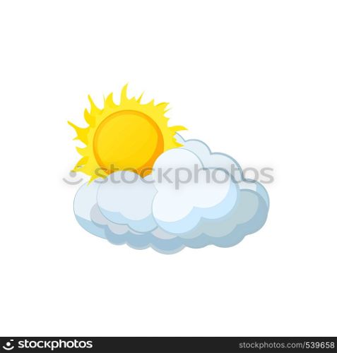 Sun and cloud icon in cartoon style on a white background. Sun and cloud icon, cartoon style