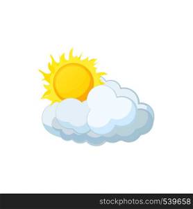 Sun and cloud icon in cartoon style on a white background. Sun and cloud icon, cartoon style