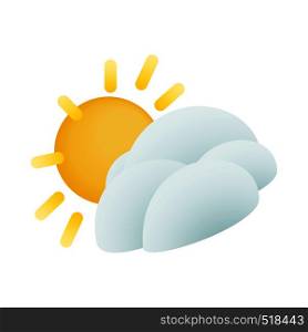 Sun and cloud icon in isometric 3d style on a white background. Sun and cloud icon, isometric 3d style