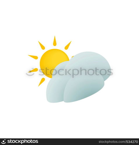 Sun and cloud icon in isometric 3d style on a white background. Sun and cloud icon, isometric 3d style