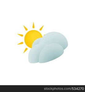 Sun and cloud icon in isometric 3d style on a white background. Sun and cloud icon, isometric 3d style