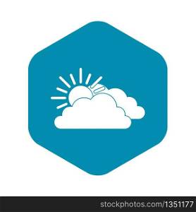 Sun and cloud icon in simple style isolated on white background. Sun and cloud icon, simple style
