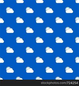 Sun and cloud pattern repeat seamless in blue color for any design. Vector geometric illustration. Sun and cloud pattern seamless blue