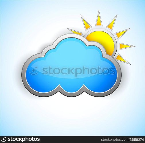 Sun and cloud weather icon. Shiny design