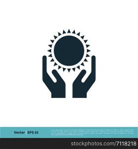 Sun and Hand Icon Vector Logo Template Illustration Design. Vector EPS 10.