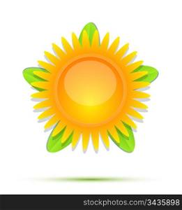 Sun and leaf conceptual icon set